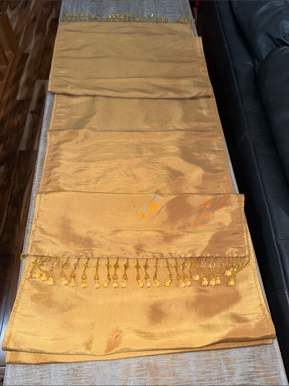 Fall Color Beaded Table Runner - Picture 2 of 5